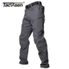 TACVASEN Pantalon cargo tactique Mens Summer Straight Combat Army Militaire Coton Beaucoup de poches Pantalon de sécurité extensible Hommes 210715