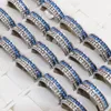 Commercio all'ingrosso 36pcs anelli blu strass anello in acciaio inossidabile moda donna festa di nozze lucidato all'interno