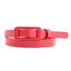 Belts Solid Color Women's PU Leather Belt Fashion Square Buckle Needle-free Perforation-free Decorative Waist AccessoriesBelts