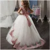 PLBBFZ Summer Girls Dress White Red Kids Christmas Clothes Children Long Princess Party Wedding Clothing 10 12 Years Vestidos