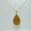 Pendant Necklaces 1pc Yellow Gold Bezel Crystal Quartz Stone Girl Necklace Faceted Natural Gem Bloodstone For