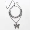 Collana con ciondolo grande farfalla Dichiarazione Hip Hop Catena con strass ghiacciato per donna Catena da tennis bling Girocollo in cristallo con animali wjl287144099