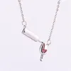 Pendant Necklaces Temperament Love Heart Red Wine Bottle Cup Necklace Jewelry Accessories