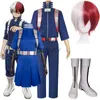 Hot Anime My Hero Academia Boku Nie Todoroki Shoto Girls Kobiety Cosplay Costume Top Spodnie Pas Halloween Peruki Buty Y0913