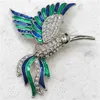 12 pcs/lot broche de mode entière cristal strass émail colibri broches bijoux cadeau C102147