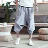 Männer Hosen Männer 2023 Sommer Breite Schritt Harem Männer Lose Große Geerntete Hosen Breitbeinig Pumphose Chinesischen Stil baggy