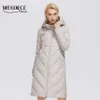 Miegofce Designer inverno jaqueta mulheres longa moda casaco poliéster fibra com lenço parka d21601 211008