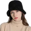 新しいファッション女性の冬のバケツの帽子ビンテージクローシュの帽子暖かいフェイクの毛皮のウールの屋外の漁師の帽子