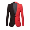 Mode Blanc Noir Rouge Patchwort Manteau Occasionnel Hommes Blazers Chanteurs De Scène Costume Blazer Slim Fit Fête Costume De Bal Veste Hommes Costumes