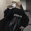 남성용 후드 스웨트 셔츠 egirl 히피 옷 미학 검은 탑 고딕 양식의 대형 까마귀 streetwear 여자 힙합 쿨 커플 높은 str