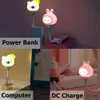 USB Night Light Cat Duck Rabbit Simpatico cartone animato Lampada da comodino 3 Luminosità Pat Telecomando per la decorazione della camera da letto del bambino