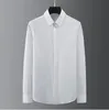Scollo decorazione fibbia in metallo Camicia da uomo 2021 Tinta unita 100% puro cotone Slim maschile Camicie a maniche lunghe Casual Camisa
