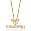 Iced Out Butterfly Chain Gesp Head Aangepaste Naam Ketting Diamant Stiksels Combinatie Mini Kleine Letter Hip Hop Ketting