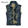 Dimusi Verão rasgado Mens Denim colete masculino alças de tanque lavado jeans waistcoat homem cowboy marca hip hop sem mangas jaqueta 6xl, ya564 y1122