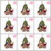 9 decorazioni natalizie in stile Pendenti in legno per albero di Natale Cartone animato creativo Babbo Natale Pupazzo di neve Ornamento appeso T9I001595