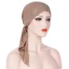 2021 New Fashion Woman Turban Hat Soft Elastic Lady Muslim Headdress Wrap Head Scarf Hijab Caps Turbante Kvinna Rhinestone Hijab