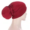 Berretto turbante di colore puro da donna musulmana islamica Copricapo Hijab Africa India Lady Accessori per capelli moda Cappello Foulard Beanie