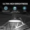 UFO LED luz de bahía alta 100W 200W 300W gancho de EE. UU. Cable de 5 'luces industriales lámparas UFO luz LED de bahía alta