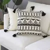 Black White Geometric cushion cover 45x45cm Tufted Cotton Woven Pillow Case cover Handmade for Home decoration Sofa Bed Boho Style 210401