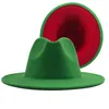 Chapéus Fedora de feltro de lã de borda plana unissex com cinto vermelho preto retalhos jazz chapéu formal panamá boné trilby chapeau para homens mulheres1109921