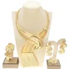 Earrings & Necklace Latest Brazilian Gold Italian Design Style Exaggerated Ring Jewelry Set Banquet Holiday Gift229W