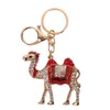 Camel cristal porte-clés porte-clés strass petits bijoux diamant chameau alliage voiture porte-clés sac dame pendentif bijoux mode G1019