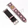 luxury designer F Strap Watchbands Watch Band 42mm 38mm 40mm 44mm iwatch 2 3 4 5 bands Leather Bracelet Fashion Stripes watchband with letter O007