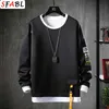 Sfable Casual O-Neck Solid Hoodie Bluza Mężczyzna Jesień Wiosna Hip Hop Streetwear Mężczyzna High Street Pullover Tops Moda 210813