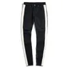 Jeans pour hommes Homme 'Side Stripe Zipper Designer INS Stretch Trou cassé Noir Hip Hop Sportswear Taille élastique Joggers Pant301i