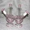 9 polegadas de vidro cor-de-rosa bongo tigelas coração forma cachimbo shisha beaker dab equipamento fumar tubulação de água bubbler w apanhador