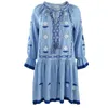 INSPIRED blue Embroidered Ukraine autumn women dress long sleeve fringes trim dress hippie mini ethnic dress vestidos 210412