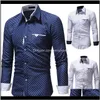 Kleidung Bekleidung Drop Lieferung 2021 Mode Männlich Langarm Tops Polka Dot Casual Shirt Herren Hemden Slim Xxxl J6Eyb