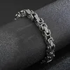 Vintage zwart 8mm 8.66 inch roestvrij staal Byzantine King Ketting Armband voor Jongen Heren Geschenken