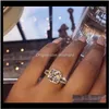結婚指輪ドロップデリバリー2021カクテルブランドスウィートかわいいシンプルなファッションジュエリー925スターリングシアクッション形ホワイトトパーズCZダイヤモンドの手