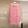 Luxury Brand Dress Women Party Birthday Gift Vestidos De Festa Tweed Vest High-end Beading Office Female es 1 210428