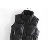 Nlzgmsj Za Parka Femmes Hiver Noir Chaud Faux Cuir Gilet Femmes Mode Fermeture À Glissière Sans Manches Manteau Tops Femme Casual Court Outwear 211130