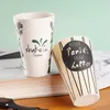 Mugs 500ml Eco-Friendly Bamboo Fibre Coffee Mug Cup With Lid Portable Outdoor Travel Drinking Reusable Tea Water Juice