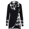 Women's Hoodies & Sweatshirts Women Blouse Autumn Casual Turn Down Collor Long Sleeve Plaid Patchwork Button Sweatshirt Fall Pullover Top SJ