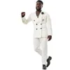 Biały Podwójne Męskie Męskie Tuxedos Slim Fit Groom Groomsmen Nosić Wesele Blazer Spodnie Garnitury Business Prom Party (Kurtka + Spodnie)