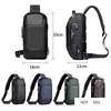 Men's Crossbody Chest Bag Waterproof USB Charge Oxford for Men Anti-theft Lock Back Shoulder Sling Travel