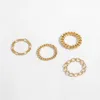Minimalistisk guldfärg kubansk länk kedja chunky ring för kvinnor mode punk geometriska twistmetall finger ringar smycken gåvor