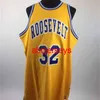 #32 Julius Erving Roosevelt High School Yellow Basketball Jersey broderi sömnad Anpassad valfritt nummer Jerseys NCAA XS-6XL