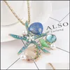 & Pendants Jewelry Pendant Necklaces White Pearl Blue Enamel Crystal Shell Conch Starfish Long Necklace For Women Scallop Drop Delivery 2021