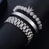 3st/set Imperial Crown King Mens Armband Pave Cz Guldarmband för män Charm Fashion Cuff Bangle Birthday Smycken