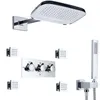 Chrome Polished Hot And Cold Shower Head 25X20 Cm Bathroom Rainfall Shower With Handheld Spray Head