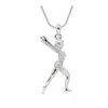 Doble nariz llegada incrustación de metal mujeres figura gimnástica chica encanto collar gimnasio joyería colgante collares