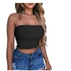 Women Tube Tops Sleeveless Backless Sexy Exposed Navel Strapless Solid Color Street Style Fashion Slim Fitting 210522