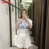 Tangada Women High Waist White Wide Leg Shorts with Belt Zipper Pockets Female Retro Casual Shorts Pantalones 4N75 210609