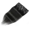 人間の髪の拡張のクリップブラジルのストレートクリップ自然色120g 8pcs/セット8-24インチヘアウェフト