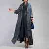 Johnature Women Trench Coat Fall Winter Pockets Long Sleeve Blue Plus Size Women Clothing Coats Button Vintage Trench 210521